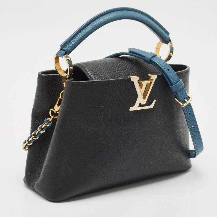 Pre Owned Louis Vuitton Black/Blue Taurillon Leather Capucines BB Bag