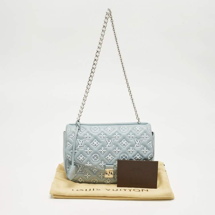 Pre Owned Louis Vuitton Blue Monogram Leather Mama Perles Pochette Bag