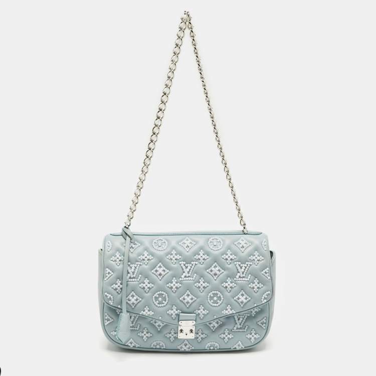 Pre Owned Louis Vuitton Blue Monogram Leather Mama Perles Pochette Bag