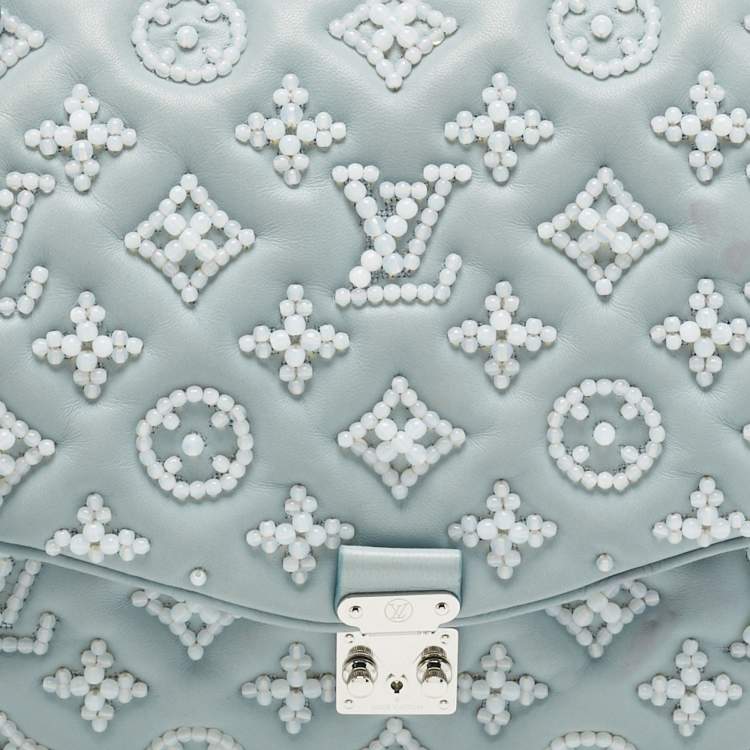 Pre Owned Louis Vuitton Blue Monogram Leather Mama Perles Pochette Bag