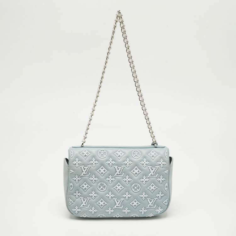 Pre Owned Louis Vuitton Blue Monogram Leather Mama Perles Pochette Bag