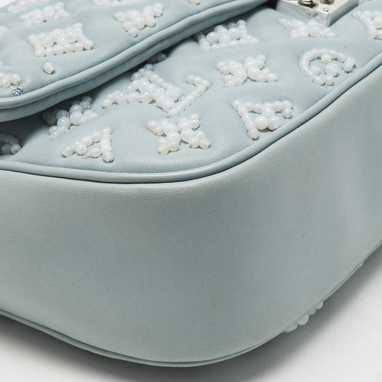 Pre Owned Louis Vuitton Blue Monogram Leather Mama Perles Pochette Bag