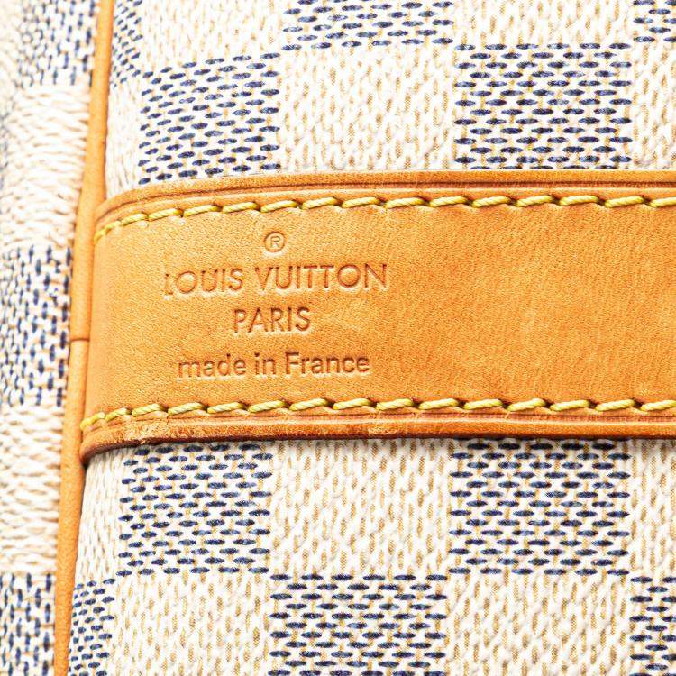 Pre Owned Louis Vuitton White Damier Azur Keepall Bandouliere 55