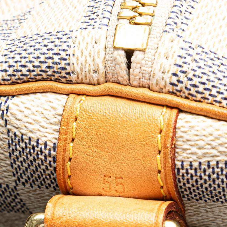 Pre Owned Louis Vuitton White Damier Azur Keepall Bandouliere 55