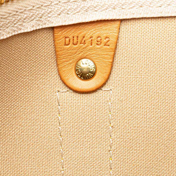 Pre Owned Louis Vuitton White Damier Azur Keepall Bandouliere 55