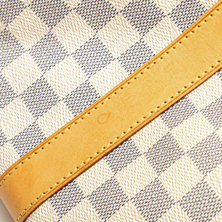 Pre Owned Louis Vuitton White Damier Azur Keepall Bandouliere 55