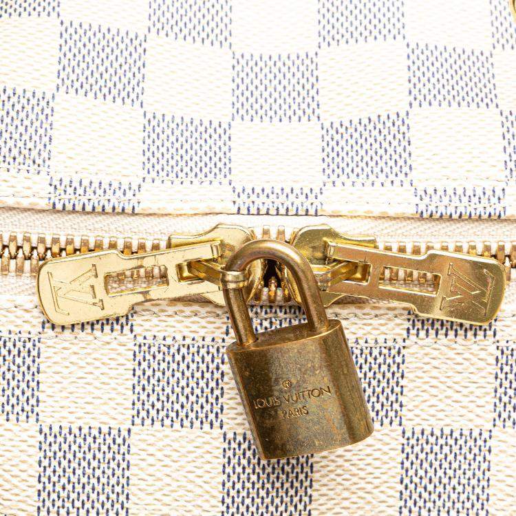 Pre Owned Louis Vuitton White Damier Azur Keepall Bandouliere 55