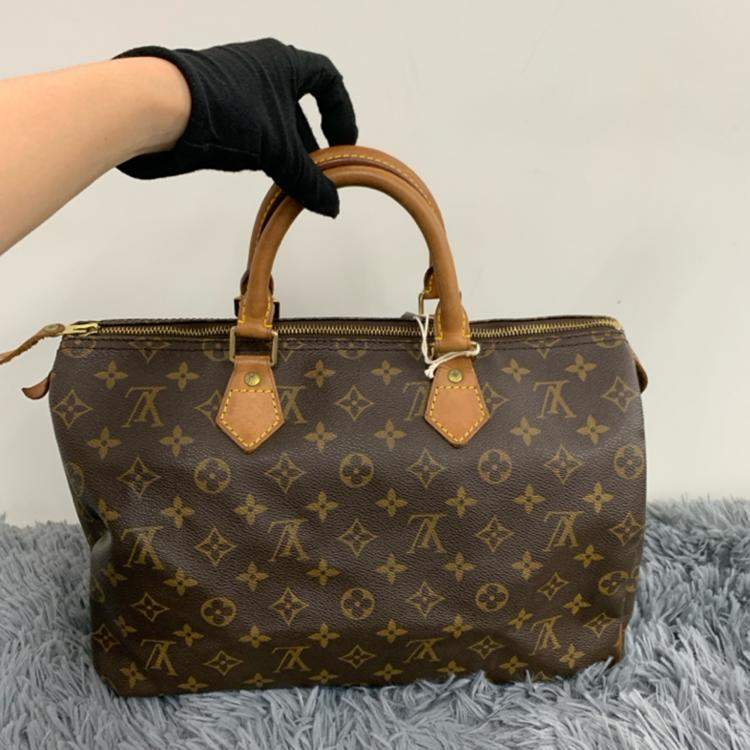 Pre Owned Louis Vuitton Brown Monogram Speedy 35 