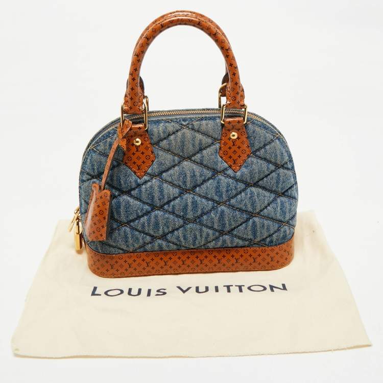 Pre Owned Louis Vuitton Blue Denim and Monogram Leather Alma BB Bag