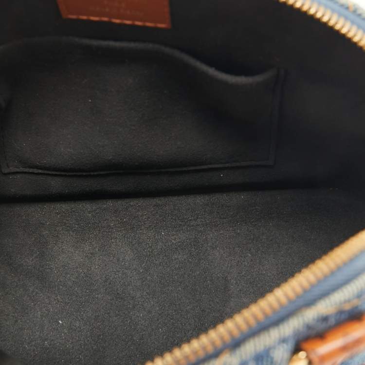 Pre Owned Louis Vuitton Blue Denim and Monogram Leather Alma BB Bag