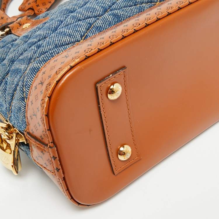 Pre Owned Louis Vuitton Blue Denim and Monogram Leather Alma BB Bag