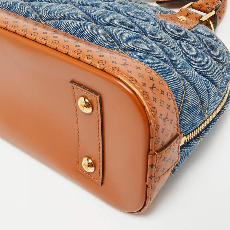 Pre Owned Louis Vuitton Blue Denim and Monogram Leather Alma BB Bag