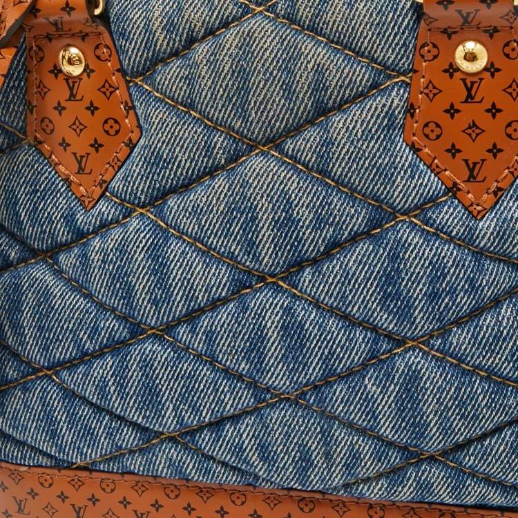 Pre Owned Louis Vuitton Blue Denim and Monogram Leather Alma BB Bag