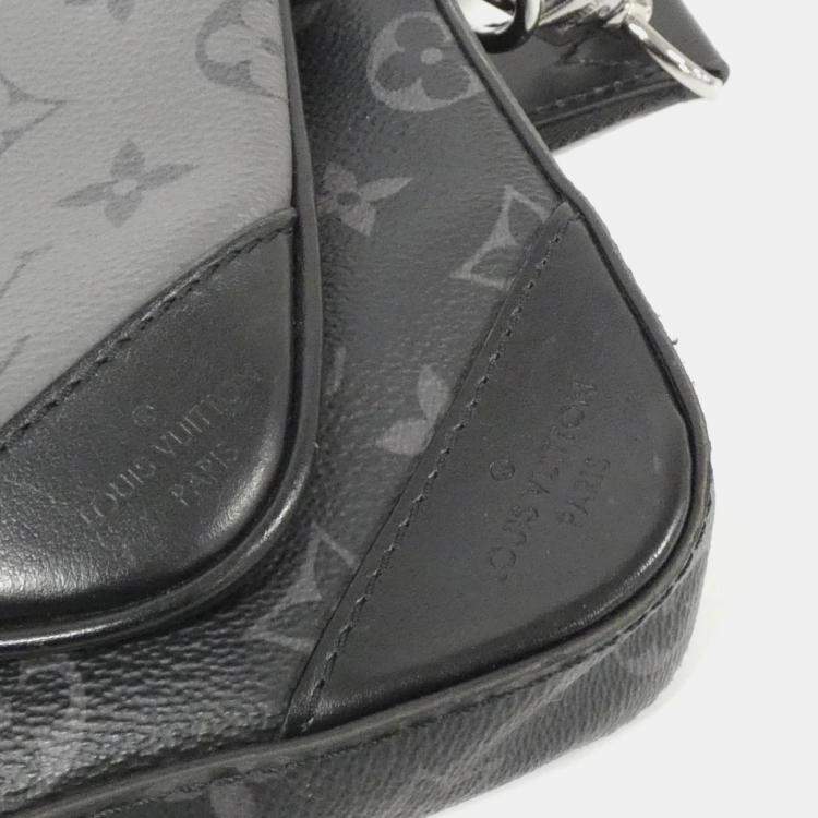 Pre Owned Louis Vuitton Trio Messenger Gris Monogram Eclipse Reverse Coated Canvas Shoulder Bag