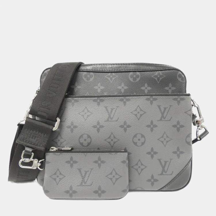 Pre Owned Louis Vuitton Trio Messenger Gris Monogram Eclipse Reverse Coated Canvas Shoulder Bag