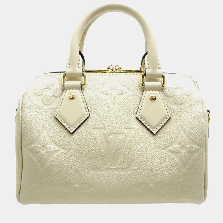 Pre Owned Louis Vuitton Speedy Bandouliere 20 Cream Monogram Empreinte Leather Boston Bag