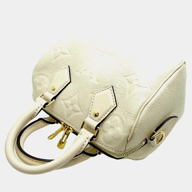 Pre Owned Louis Vuitton Speedy Bandouliere 20 Cream Monogram Empreinte Leather Boston Bag