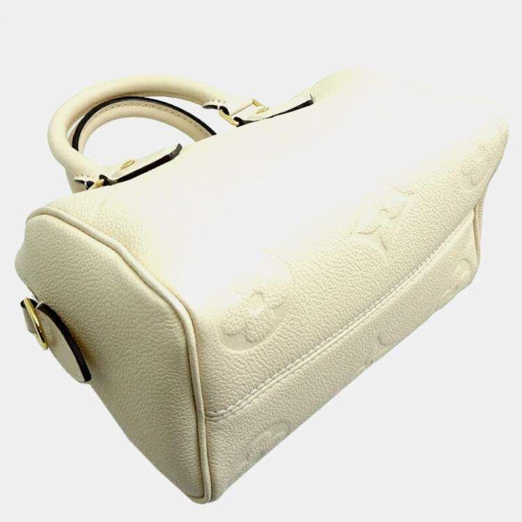 Pre Owned Louis Vuitton Speedy Bandouliere 20 Cream Monogram Empreinte Leather Boston Bag