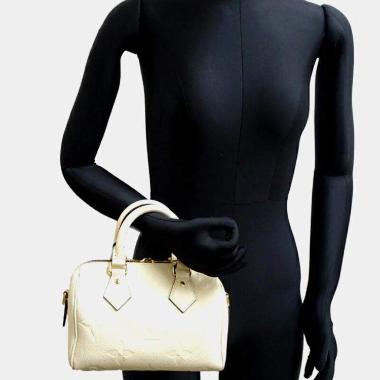 Pre Owned Louis Vuitton Speedy Bandouliere 20 Cream Monogram Empreinte Leather Boston Bag