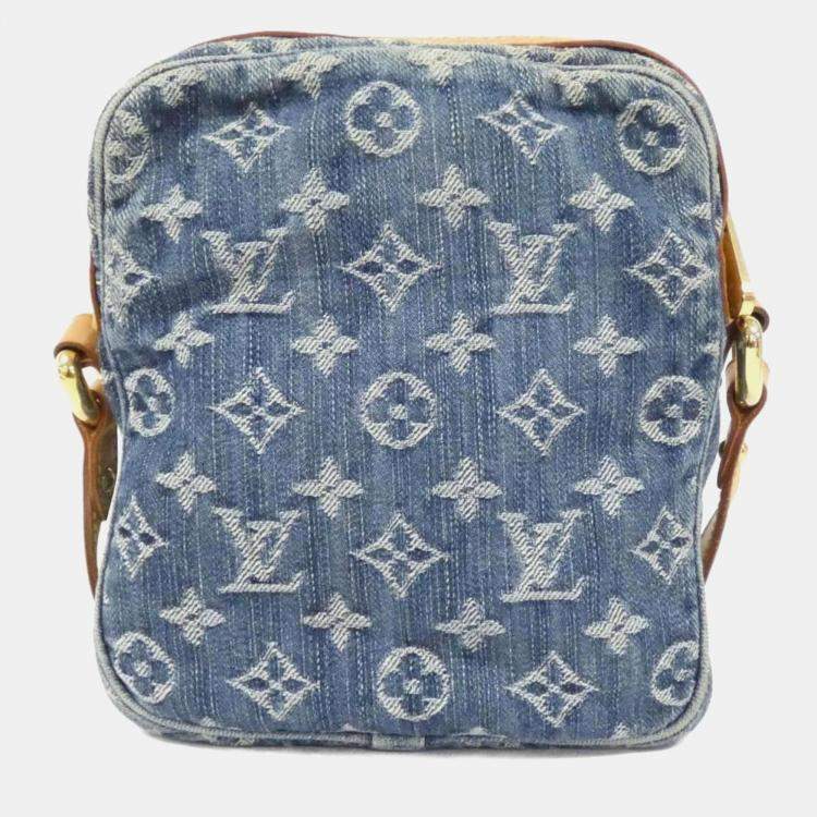 Pre Owned Louis Vuitton Camera Blue Monogram Denim Shoulder Bag
