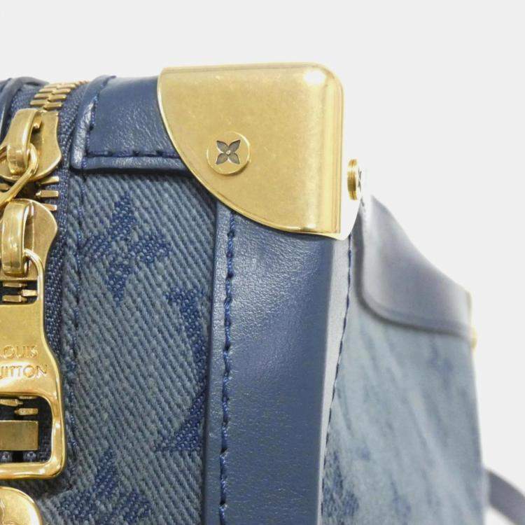 Pre Owned Louis Vuitton Soft Trunk Blue Monogram Denim Shoulder Bag