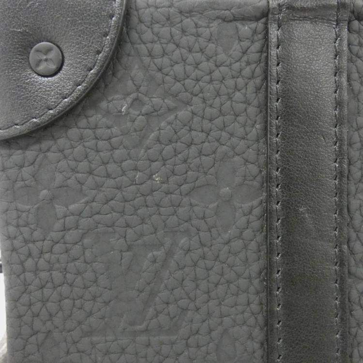 Pre Owned Louis Vuitton Soft Trunk Wallet Black Taurillon Monogram Leather Shoulder Bag