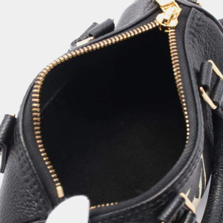 Pre Owned Louis Vuitton Nano Speedy Black Beige Monogram Empreinte Leather Handbag
