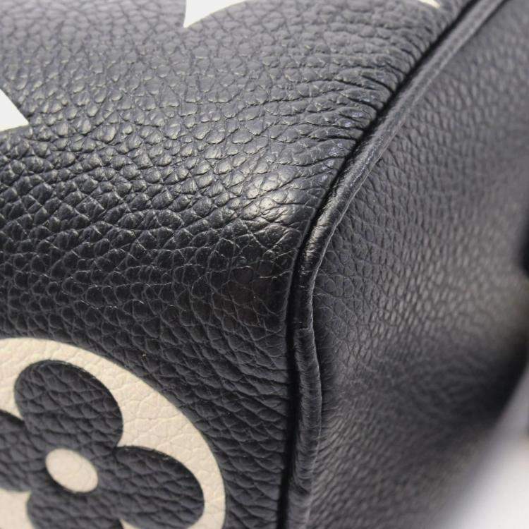Pre Owned Louis Vuitton Nano Speedy Black Beige Monogram Empreinte Leather Handbag