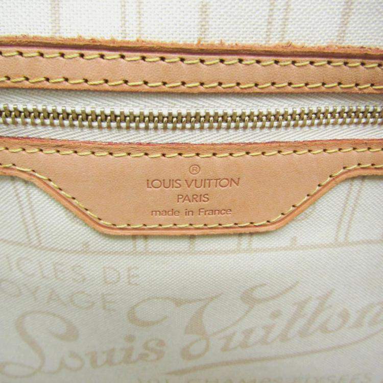 Pre Owned Louis Vuitton Neverfull PM Off-white Damier Azur Canvas Tote Bag