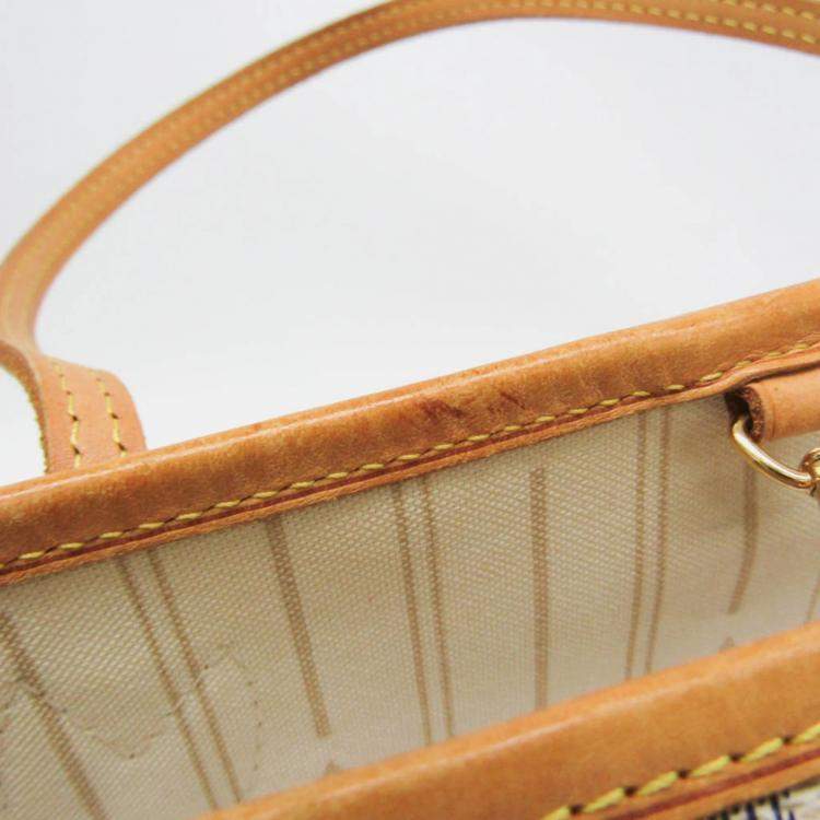 Pre Owned Louis Vuitton Neverfull PM Off-white Damier Azur Canvas Tote Bag