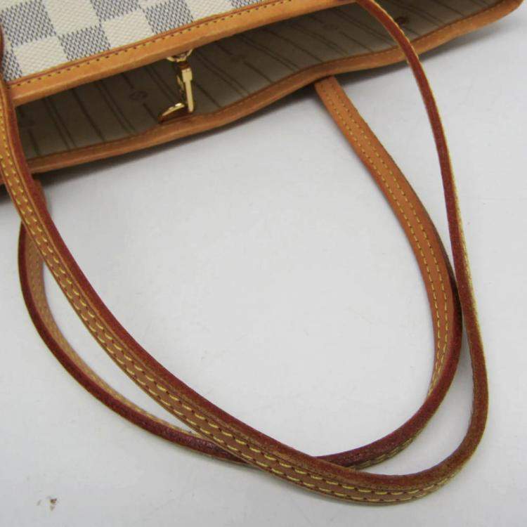 Pre Owned Louis Vuitton Neverfull PM Off-white Damier Azur Canvas Tote Bag