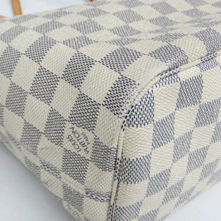 Pre Owned Louis Vuitton Neverfull PM Off-white Damier Azur Canvas Tote Bag