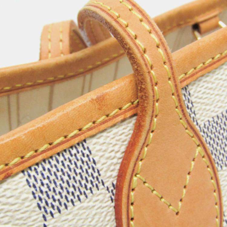 Pre Owned Louis Vuitton Neverfull PM Off-white Damier Azur Canvas Tote Bag