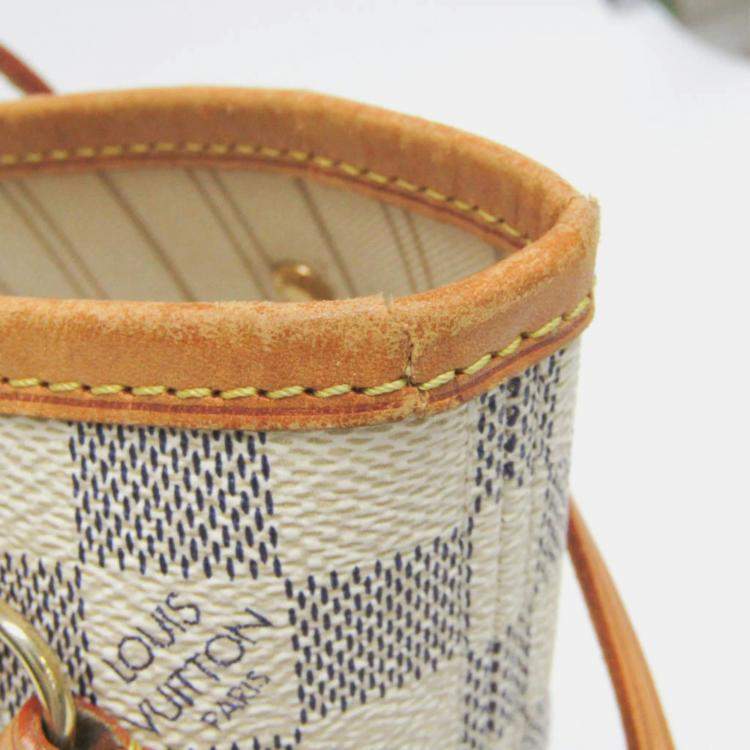 Pre Owned Louis Vuitton Neverfull PM Off-white Damier Azur Canvas Tote Bag