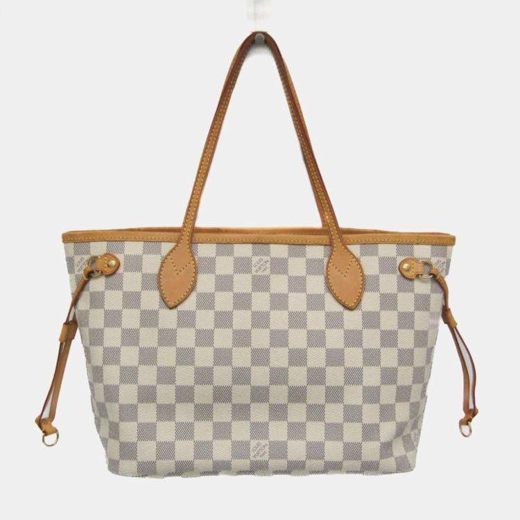 Pre Owned Louis Vuitton Neverfull PM Off-white Damier Azur Canvas Tote Bag