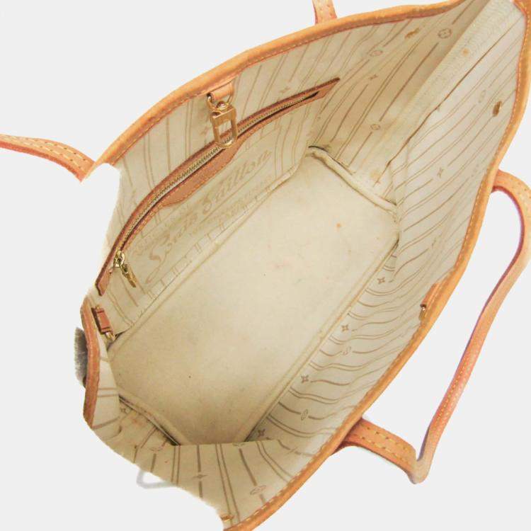 Pre Owned Louis Vuitton Neverfull PM Off-white Damier Azur Canvas Tote Bag