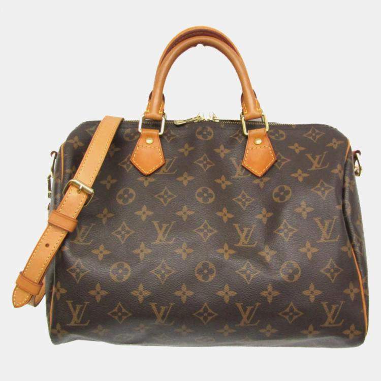 Pre Owned Louis Vuitton Speedy Bandouliere 30 Brown Canvas Handbag