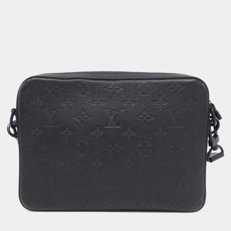 Pre Owned Louis Vuitton Black Leather Trio Messenger Shoulder Bag