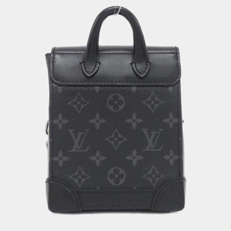 Pre Owned Louis Vuitton Nano Steamer Black Monogram Eclipse Leather Shoulder Bag