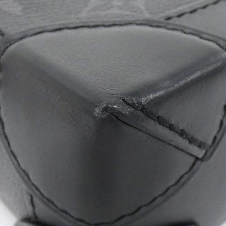 Pre Owned Louis Vuitton Nano Steamer Black Monogram Eclipse Leather Shoulder Bag