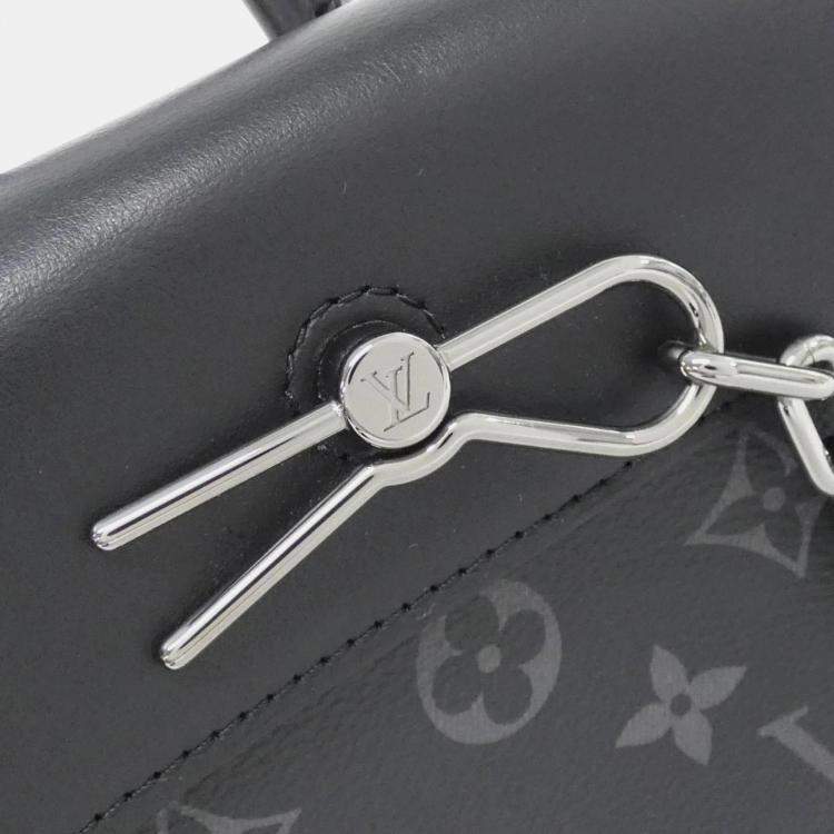 Pre Owned Louis Vuitton Nano Steamer Black Monogram Eclipse Leather Shoulder Bag