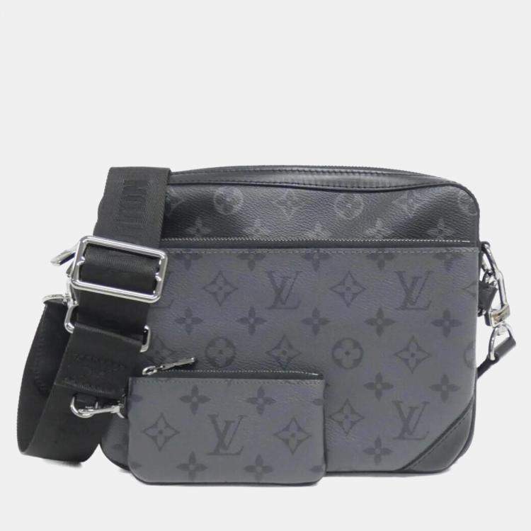 Pre Owned Louis Vuitton Trio Messenger Gris Monogram Eclipse Reverse Leather Shoulder Bag