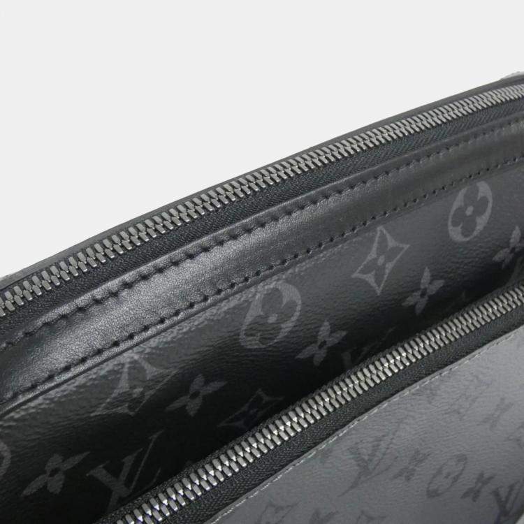 Pre Owned Louis Vuitton Trio Messenger Gris Monogram Eclipse Reverse Leather Shoulder Bag