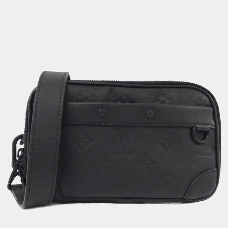Pre Owned Louis Vuitton Alpha Wearable Wallet Black Monogram Shadow Leather Shoulder Bag