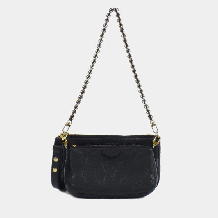 Pre Owned Louis Vuitton Multi Pochette Accessoires Black Leather Shoulder Bag