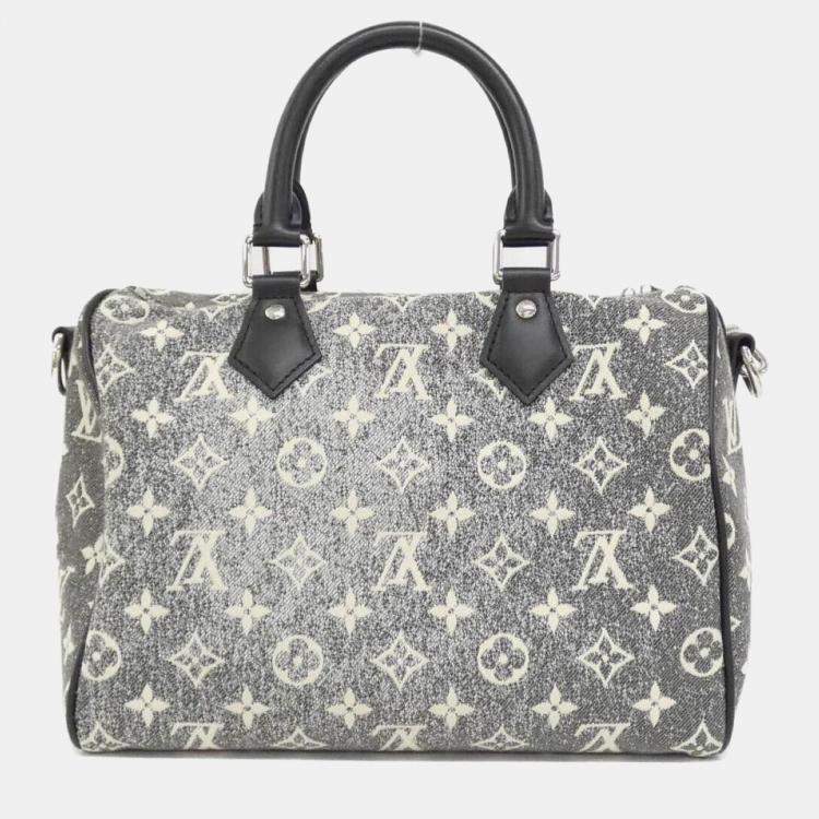Pre Owned Louis Vuitton Speedy Bandouliere 25 Jacquard Denim Canvas Boston Bag