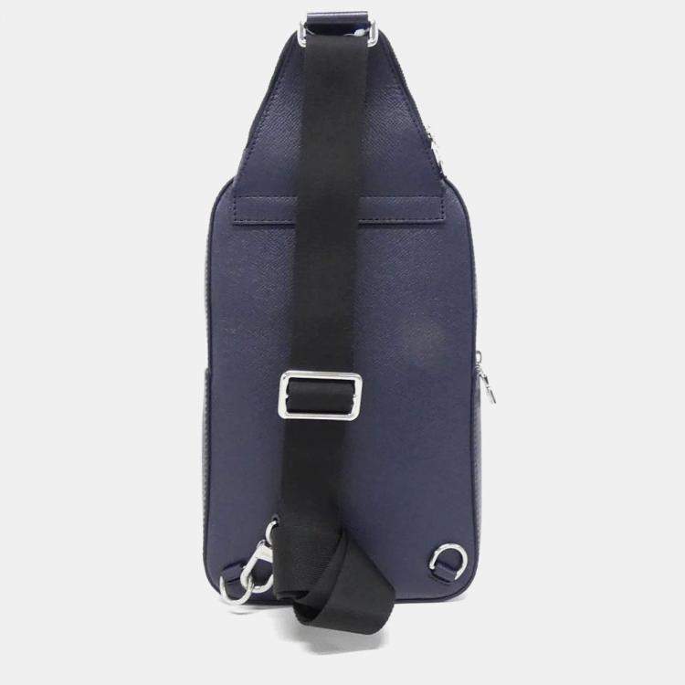 Pre Owned Louis Vuitton Avenue Navy Blue Taiga Leather Sling  Bag