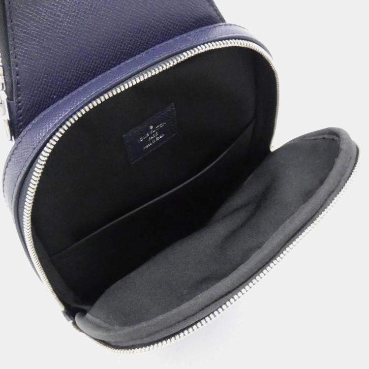 Pre Owned Louis Vuitton Avenue Navy Blue Taiga Leather Sling  Bag
