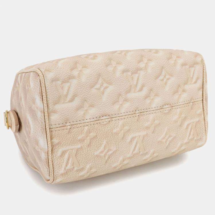 Pre Owned Louis Vuitton Monogram Speedy Bandouliere 20 2Way Hand Shoulder Bag Leather Beige Clair