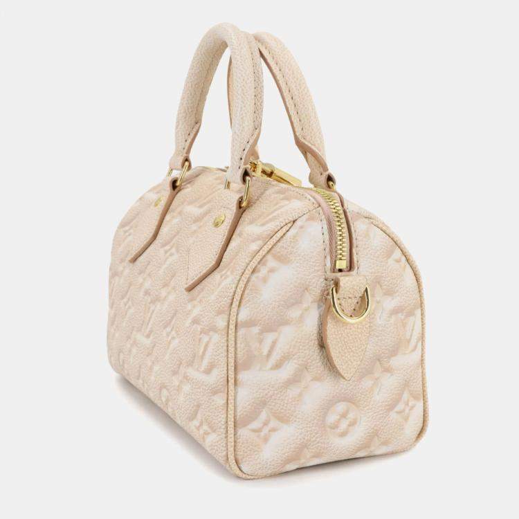 Pre Owned Louis Vuitton Monogram Speedy Bandouliere 20 2Way Hand Shoulder Bag Leather Beige Clair